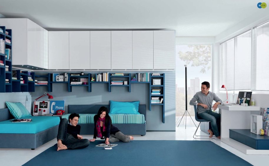 Habitación juvenil en tonos azules Habitación juvenil en tonos azules