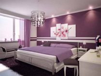 Dormitorio de matrimonio en tonos violetas